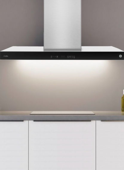 CGP9019P6I-2-1 Campana de Pared GE Profile 90 Cm Vidrio Negro