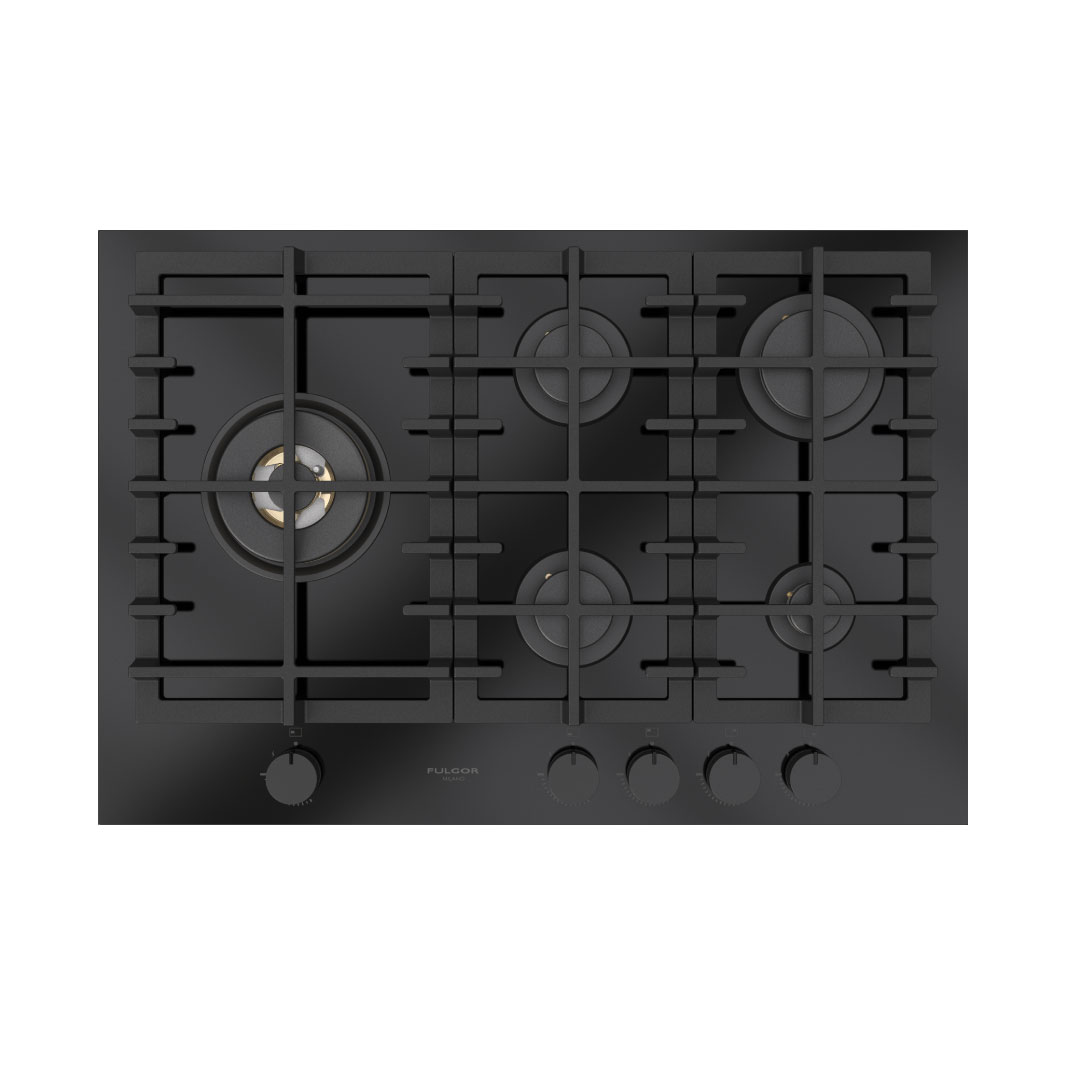 FPH-755-G-WK-BKG-1-1 Cubierta a Gas Fulgor Milano 75 cm Cristal Negro - FPH 755 G WK BKG