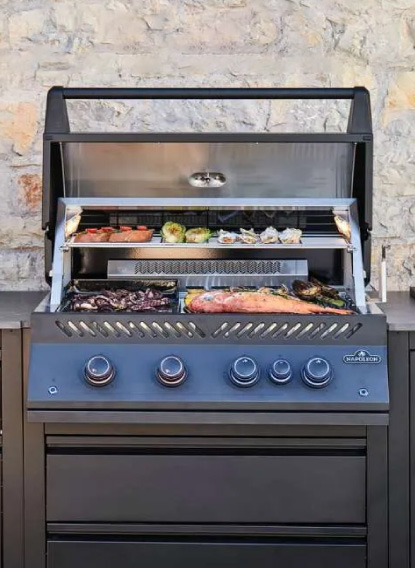 BIG32RBPMK-1-BBQ-4-1 Asador Gas Napoleón Empotrable Negro Serie 700 - BIG32RBPMK-1